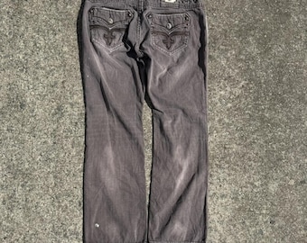 Jeans holgados de corte recto, color marrón desgastado, estilo Y2K Rock Revival, talla 38 x 34