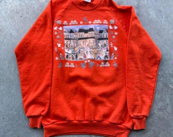 Vintage 90s Halloween themed orange sweatshirt size medium