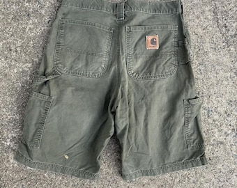 Vintage Carhartt bosgroene timmermansshort maat 30 Baggy Fade