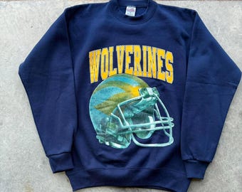 Vintage 90s Michigan Wolverine Football Helmet graphic sweatshirt size medium