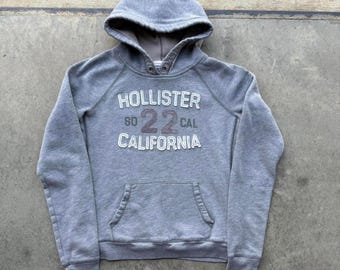 Sudadera con capucha gris para mujer de Hollister California, estilo Y2K, corte cropped, talla pequeña