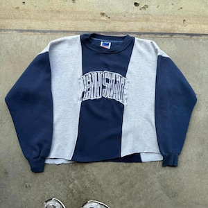 Vintage 90s Penn State Colorblock sweatshirt Cropped size XL Nittany Lions RARE