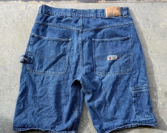 Pantalones cortos vaqueros de carpintero Y2K Dyse One Authentic, color azul, talla 36 de cintura, estilo skate.