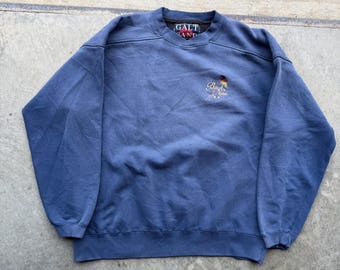 Vintage 90s Sweatshirt in dunkelblau mit Golf Back Nine Stickerei