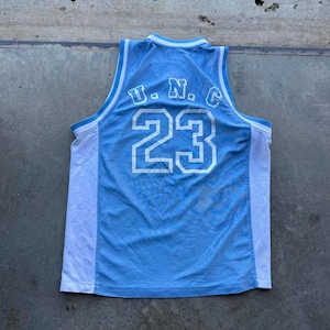 Vintage 90s UNC Tarheels blue basketball jersey size medium Jordan image 2