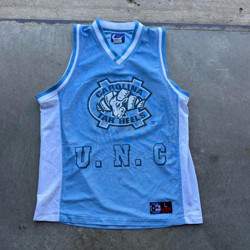Vintage 90s UNC Tarheels blue basketball jersey size medium Jordan image 1