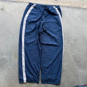VTG Y2K Nike navy blue baggy track pants lined size XL Striped image 1