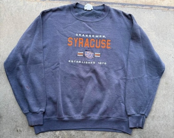 Vintage 90s Syracuse Orangemen Embroidered navy sweatshirt size large boxy fit