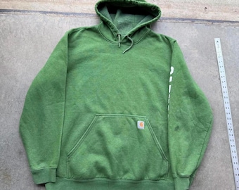 Carhartt workwear hoodie green loose fit size XL