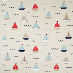 Decorative fabric sailboats beige maritime canvas fabrics from 0.5 meters