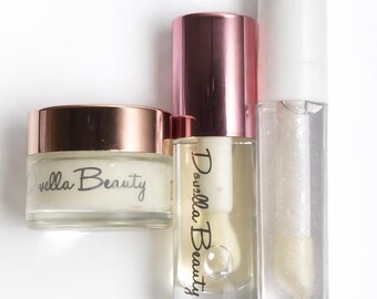 Lip Care Set for Dry Lips | Lip Scrub, Lip Oil & Gloss Kit | Exfoliating + Hydrating Lip Routine | Soft Smooth Lips | Gift Set