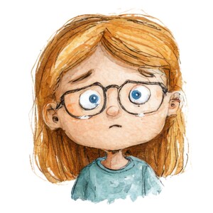 Excited kid face watercolor PNG for classroom decor
