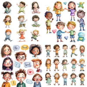Surprised watercolor kid expression PNG for feelings chart