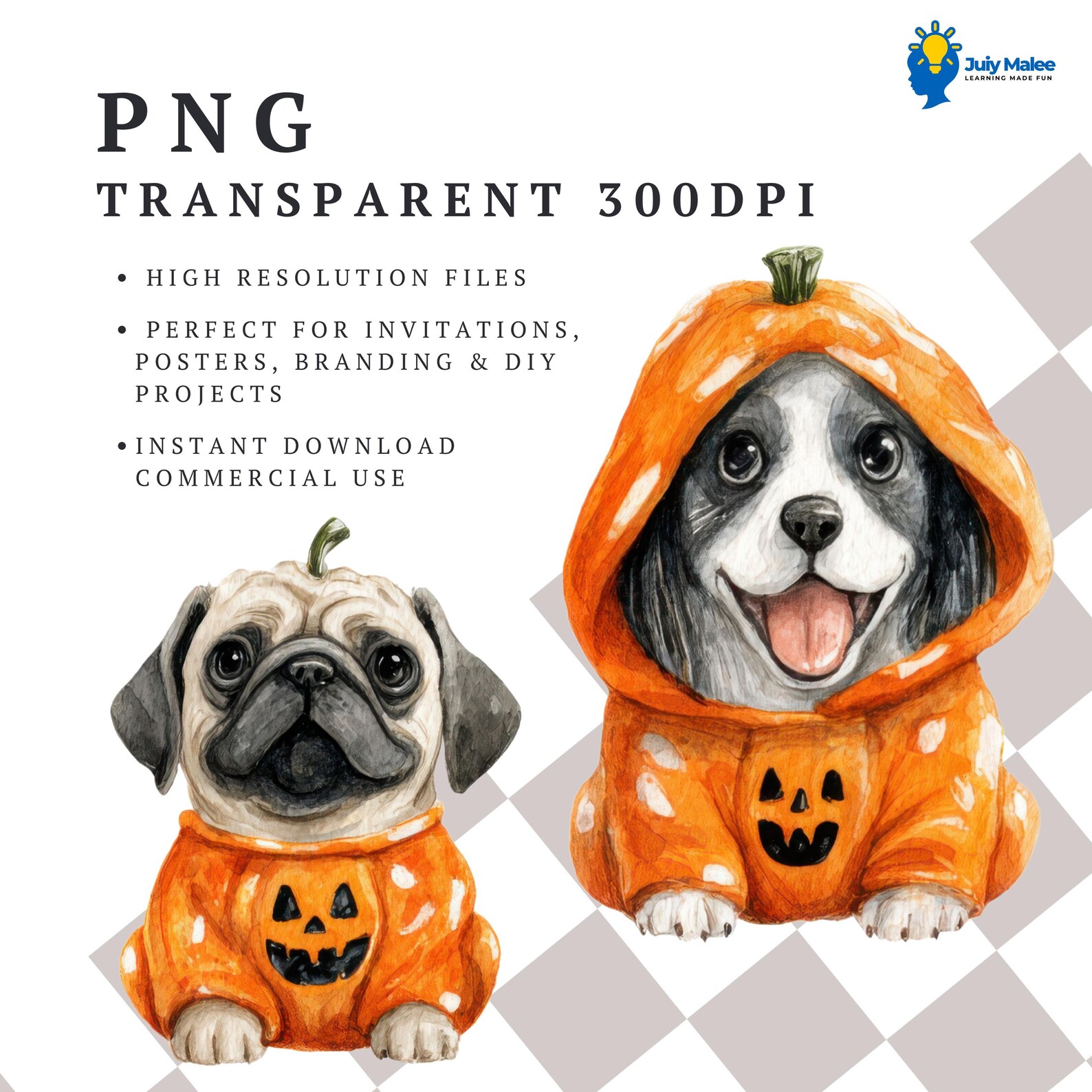 Halloween Dog Clipart Bundle (30 PNG) – Watercolor Pumpkin Dogs ...