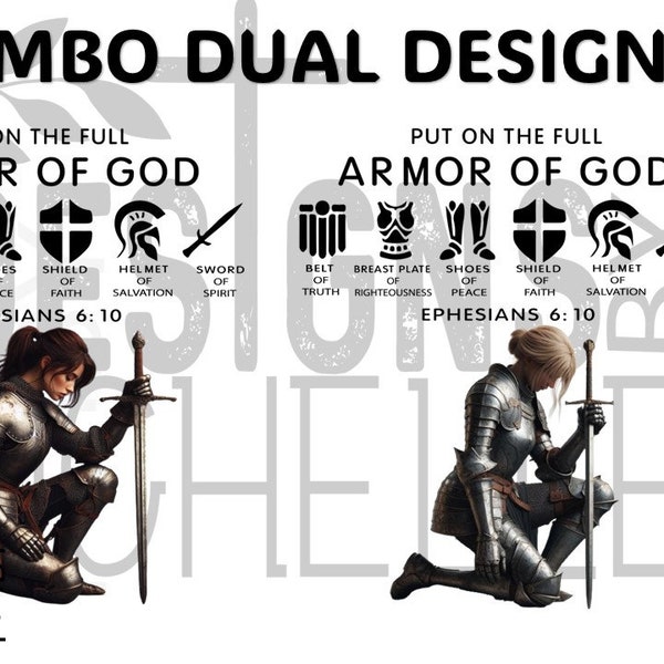 Combo Dual Design - brown and blonde haired women Armor of God