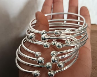 Thick Sterling Silver West Indian Bangles - Set of 9