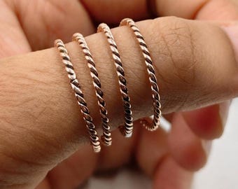 Tensor Ring, Pure Solid 100% Copper Wrap SET 4 Ring, Handmade  OF Hammered DaintyJewelry,
