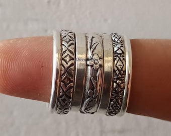 Handmade Sterling Silver Ring Set - Stackable Statement Rings