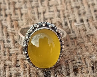 Handmade Yellow Sapphire Ring: 925 Sterling Silver Pukhraj Ring