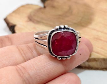 Solid  Rings Kite Ruby Ring: Handmade 925 Sterling Silver Statement Ring