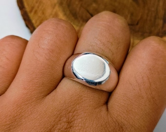 925 Sterling Silver Signet Ring,Handmade Solid Jewelry,Classic Oval Ring,Men’s,Gift