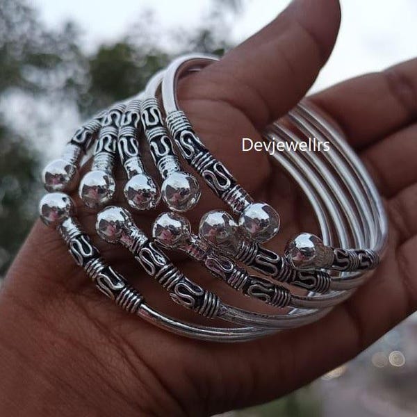 Dikke West-Indische armbandenset, 5-delige 925 sterlingzilveren armbanden,