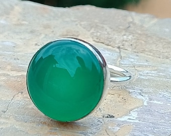Genuine Green Jade Ring, Green Jade Ring, Oval Shape Gemstone Ring, 925 Sterling Silver Ring, Boho Ring, Gift For Her, Wedding Ring