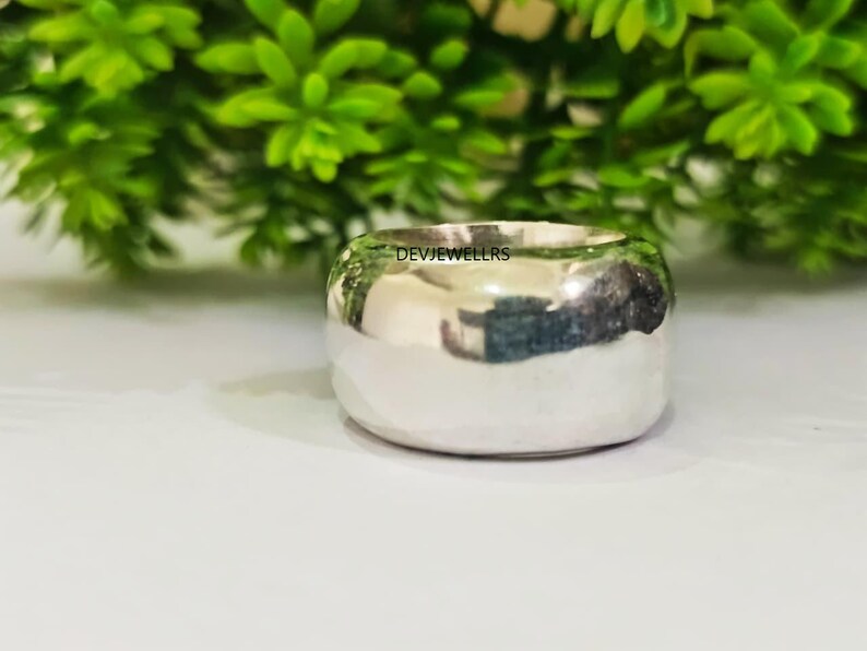 Chunky Sterling Silver Dome Ring: Wide Band Unisex Jewelry - Etsy