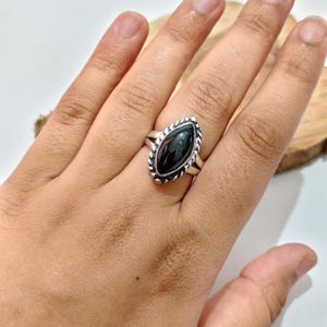 Marquise Black Onyx Ring,Boho Statement Ring,Handmade 925 Sterling Silver,Indian Gemstone,Gift