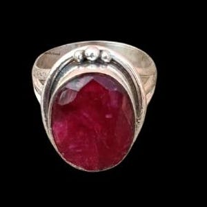 Bague rubis indien massif fait main, bagues rubis ovales en argent sterling 925 image 8