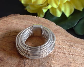 925 Sterling Silver Multi Layer Wide Boho Ring, Handmade Indian Jewelry