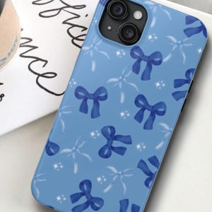 Phone Case, Cute Blue Coquette Design - Floral Phone Cover, Protective Smartphone Case, Trendy Mobile Accessories, Gift for Her, Unique