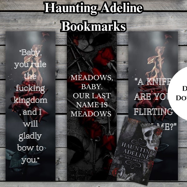 Haunting Adeline, H. D. Carlton, Dark Romance, Zade Meadows, Cat & Mouse, Dictionary Print, Vintage Print, bookish gift , bookmark ,Digital