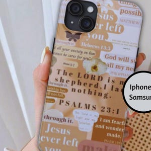 Capa de celular com versículos bíblicos, capas de iPhone com fé cristã, melhor ideia de presente católico para ela, álbum de recortes de colagem estética, religião cristã