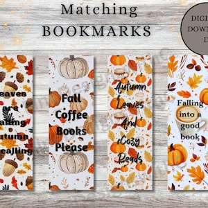 Boho Autumn Floral Bookmarks - Set of Six, Fall Bookmark Pack, Cute Thanksgiving Bookmark Set, Halloween Bookmarks