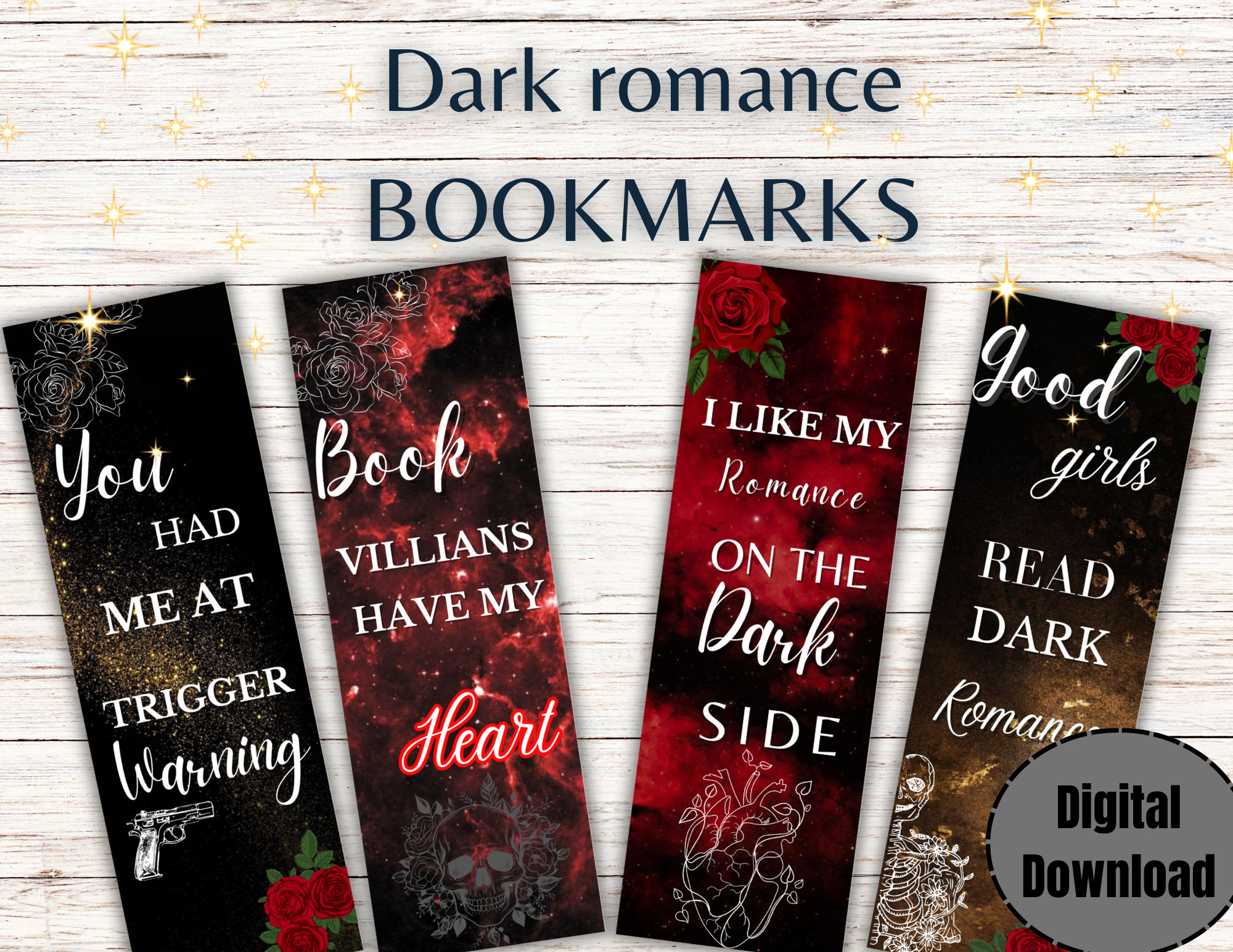 taraさま専用❤️ ARomantic メモ Dark Romance Reader Bookmarks Digital Printable Bookmarks