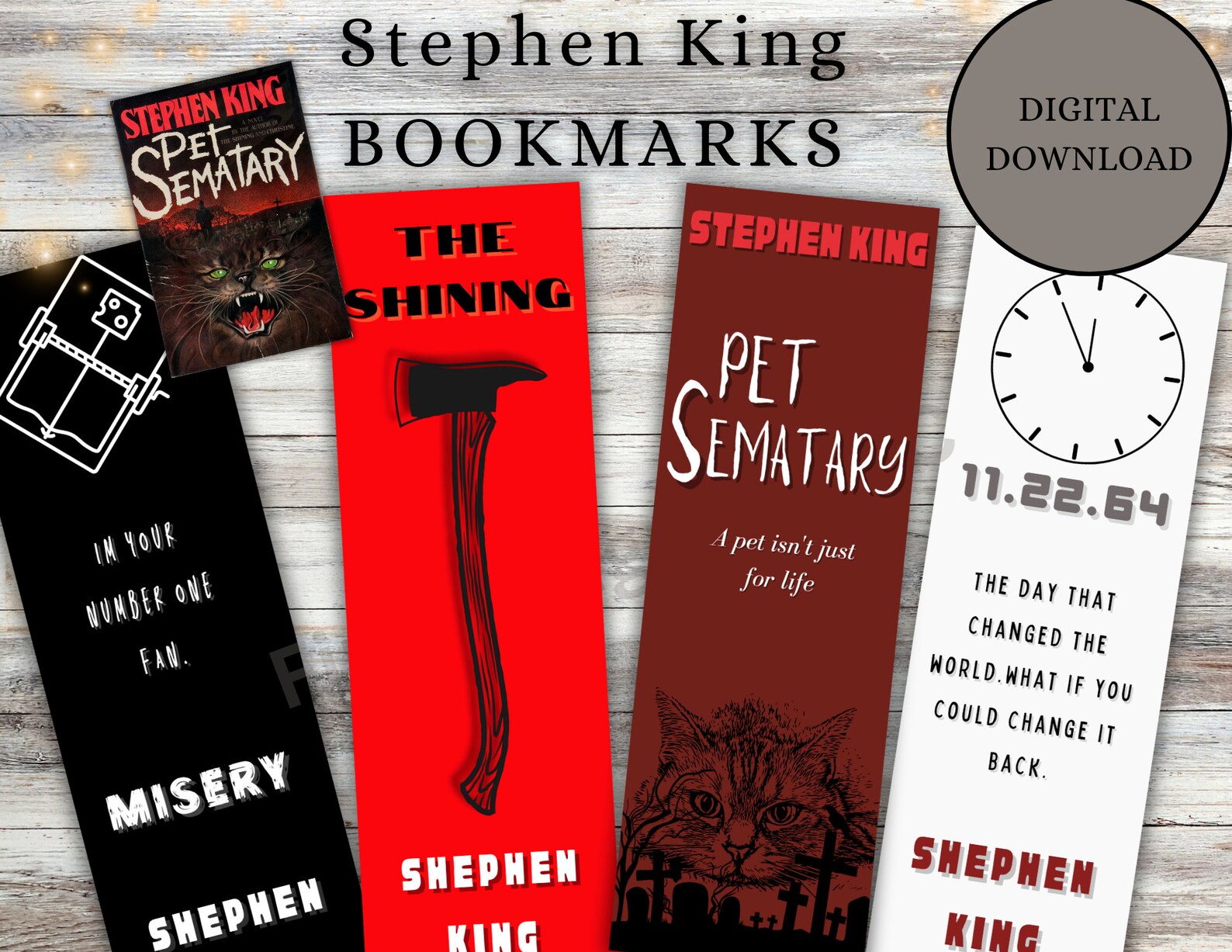 Stephen King Bookmarks, Pet Semetery Bookmark, I Love Derry Bookmark ...