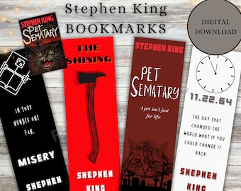 Stephen King bookmarks, Pet semetery bookmark, I Love Derry bookmark, printable Bookmarks , Stephen King Bookmarks. Printable.