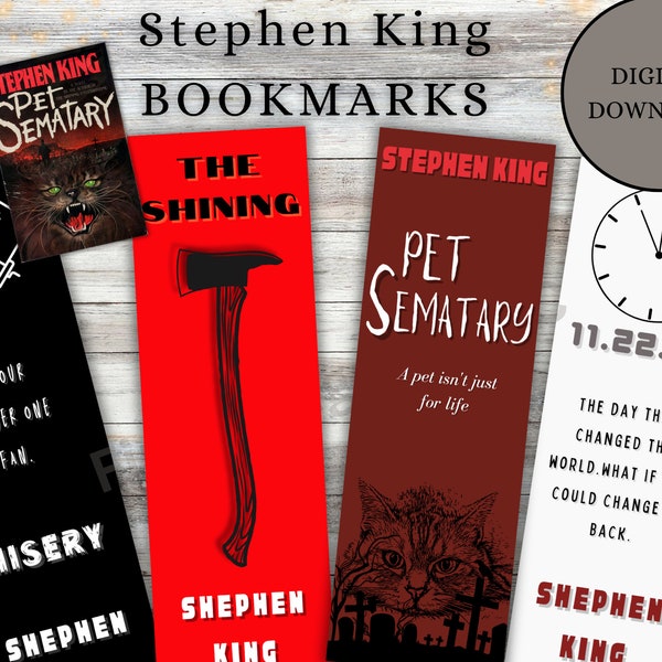 Stephen King bookmarks, Pet semetery bookmark, I Love Derry bookmark, printable Bookmarks , Stephen King Bookmarks. Printable.