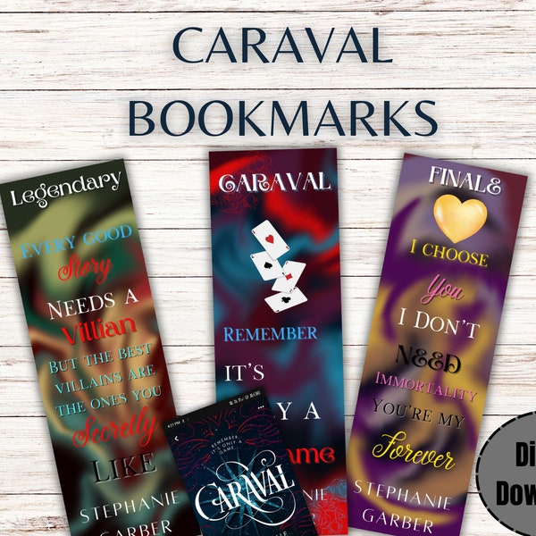 Marque-pages imprimables Caraval et carte d'invitation « Caraval » par Stephanie Garber | Imprimez et découpez | Téléchargement numérique | Accessoires livresques