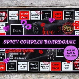 Spicy Couple Boardgame | 18+ Couple Game | Drinking Game | unique Tasks | Printable Board Game | Gifts under 20 pounds