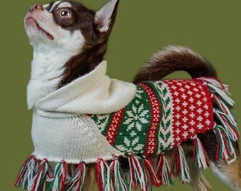 Alpaca Wool Dog Poncho Hand Knitted in Peru - Christmas