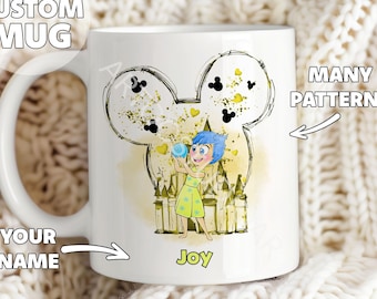 Personalized Inside Out Mug - Your Name Mug, Emotions Mug, Gift for Kids, Birthday Gift, Mouse Ears, Watercolor Mug, Joy, Sadness, Anger