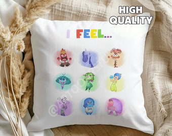 Cute Inside Out 2 Pillow -  Its okay to Feel of the Feels, Gift for Kids, Kids Room Decor, Anger, Ennui, Anxiety, Lonely, Disgust, Sadness