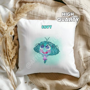 Poduszka Envy Inside Out 2 - To w porządku czuć emocje, prezent dla dzieci, wystrój pokoju dziecięcego, emocje, czuję zazdrość, baby room shower