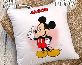 Personalized Mickey and Friends  Pillow - Nursery Decor, Gift for Kids, Custom Pillow, Birthday Gift, Your Names, Mickey and Minnie Mouses