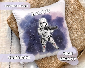 Personlig Star Wars-kudde - Anpassat namn, present till barn, Stormtrooper, pojkrumsinredning, babyshowerpresent till pojkar, lekrumsbarnrum