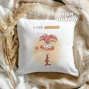 Poduszka Anxiety Inside Out 2 - To w porządku czuć emocje, prezent dla dzieci, wystrój pokoju dziecięcego, emocje, czuję niepokój, poduszka dla dzieci