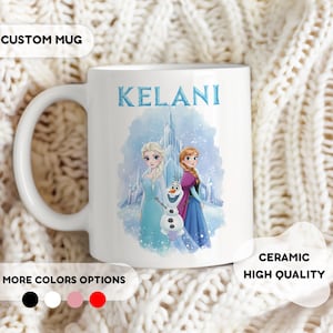 Custom Frozen 2 Mug - Personalized Name, Gift for Girls, Princess Elsa Anna, Mug for Kids, Ceramic Mug Gift, Birthday Party Gift Idea image 1