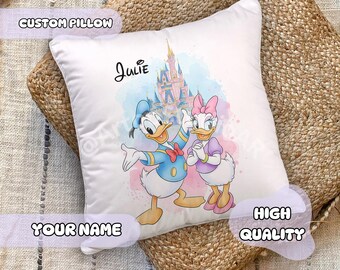 Custom Mickey & Friends Castle Pillow - Perosnalized Name, Kids Gift Fairy Tale Themed, Kids Party Birthday, Baby Shower, Donald Duck Daisy
